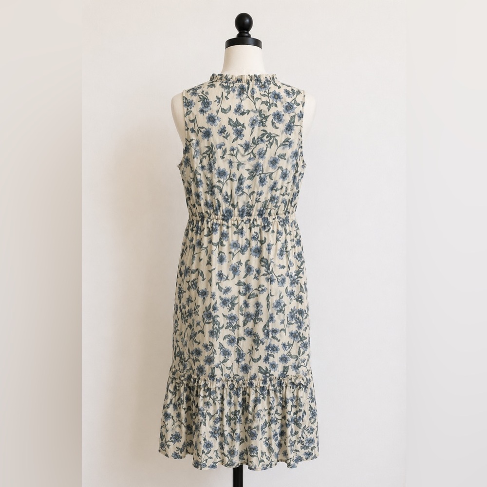 J.Crew Blue Floral Cotton Sleeveless Midi Dress - Picture 2 of 6